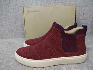 Rothys The Chelsea Red Plum Melange Fabric High Top Sneaker Boots Multiple Sizes - Picture 1 of 7