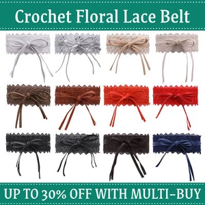 Women's Obi Belt Wide Lace Waist Band PU Leather Cinch Tie Up - Picture 1 of 23