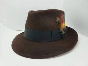 STETSON BANGOR FUR FELT HAT FEDORA CORDOVA BROWN + DARK BAND MADE IN USA - Picture 1 of 9