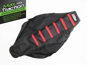 Funda de asiento con pinza acanalada Honda CRF250X 2004-17 NEGRA + RAYAS ROJAS COSTILLAS ENDURO - Imagen 1 de 3