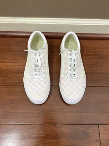 Vans Missy Checkers Skate Sneakers Sz 6 Pastel Pink Yellow Green Women's Comfort - Picture 1 of 11