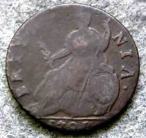 ENGLAND UNITED KINGDOM WILLIAM III 1701 HALFPENNY US EARLY DAYS COLONIAL COPPER - Picture 1 of 6