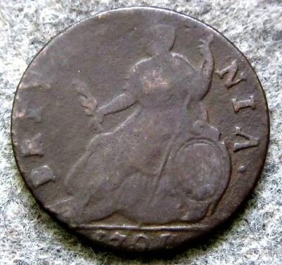 АНГЛИЯ ВЕЛИКОБРИТАНИЯ УИЛЬЯМ III 1701 ПОЛПЕННИ США РАННИЕ ДНИ КОЛОНИАЛЬНАЯ МЕДЬ - Изображение 1 из 4