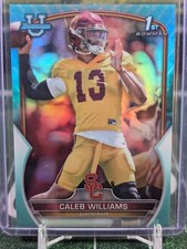 2022 Bowman University Chrome Caleb Williams Aqua Refractor 167/299 1st USC #50