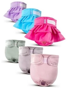 6 Pack Washable Female Dog Diapers - Reusable Doggie Diapers, Highly Small - Picture 1 of 7