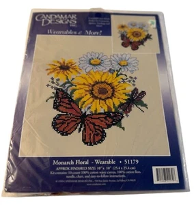 Kit Punto de Cruz Candamar Designs Monarca Flores Florales Mariposa Usable - Imagen 1 de 7