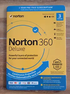 NORTON 360 DELUXE 2025 (3 DEVICE/1 YEAR) INTERNET SECURITY, VPN New Ships FAST ! - Picture 1 of 3