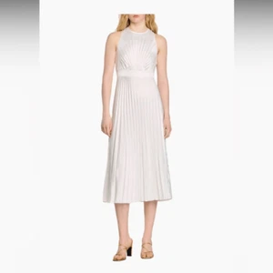 Sandro white Jolie Pleated Midi Dress NWT size 40 - Picture 1 of 9