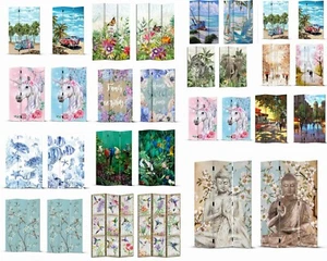 Room Divider 3 Panels Screen Foldable Privacy Screen Buddha Beach Bird Flower - Picture 1 of 14