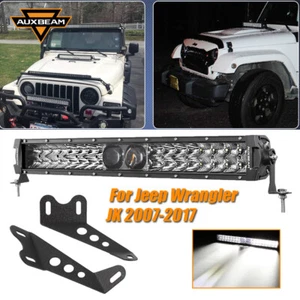 AUXBEAM 22" 5D PRO LED Light+Mounting Bracket For Jeep Wrangler JK 2007-2017 - Picture 1 of 12