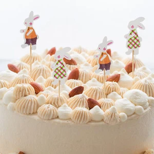 24pcs Rabbit Cake Toppers Eye-catching Create Atmospheres Cute Rabbit Easter - Picture 1 of 14