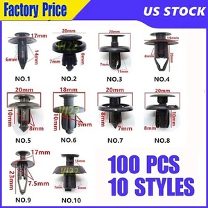 100pcs 10 SIZES Bumper Clips Rivets Retainer Fastener Car Hole Fender 9 8 7 6mm - Picture 1 of 24