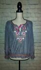 Odd Molly Floral Embroidered Shimmer Silk Blend Blouse Johnny Was Style Size 3