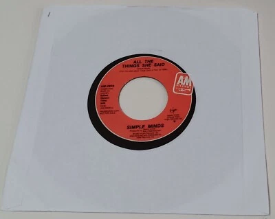 SIMPLE MINDS - ALL THE THINGS SHE SAID VINYL 45 RPM. PLAYS EXCELLENT. USA PROMO. - Image 1 of 4