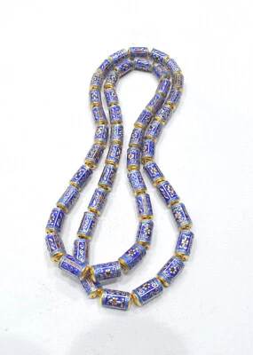 Chinese Enamel Floral Design Tube Bead - Image 1 of 3