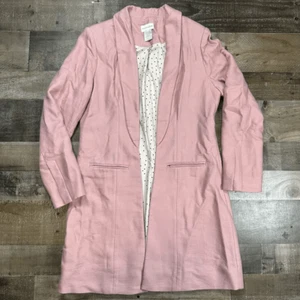 Soft Surroundings Women’s Size Small Duster Coat Lined Pink Jacket Faux Pockets - Picture 1 of 6