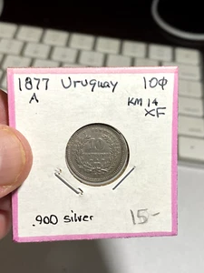 1877 A Uruguay 10 Centesimos - Picture 1 of 2
