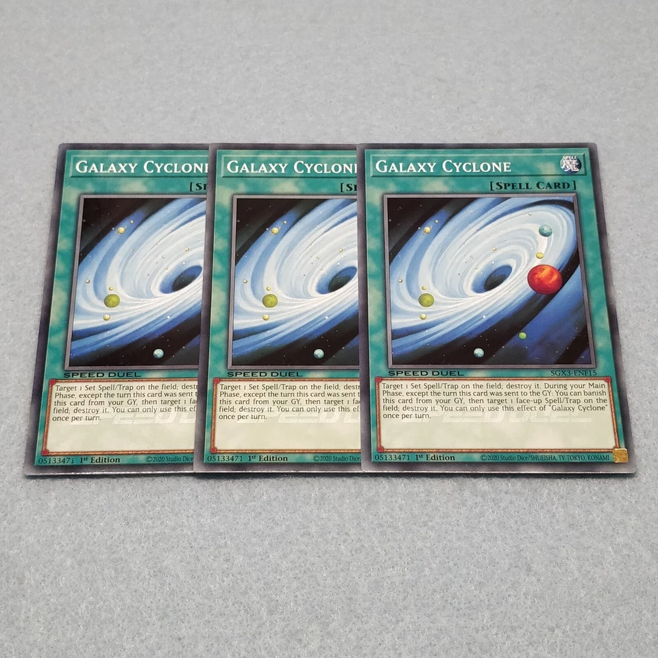 Yugioh Galaxy Cyclone SGX3 1st Edition Common 3 Card Set NM Speed Duel - Image 1 of 1