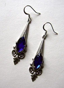 Gothic Victorian Earrings Goth Medieval Renaissance Silver Steampunk Jewelry - Picture 1 of 10