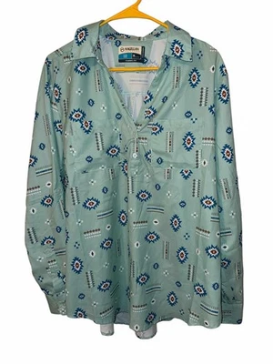 Camisa Magellan Para Mujer XL Calce Clásico Exterior Estampado Azteca Suroeste Verde Menta Foto 1 de 4