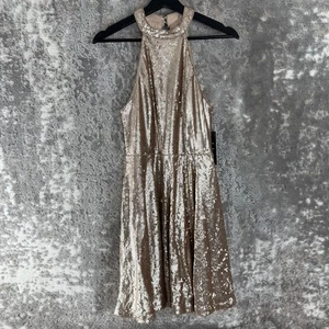 NEW Lulus Size S Sequin Sleeveless Fit Flared Mini Dress Cutout Lined Party - Picture 1 of 9