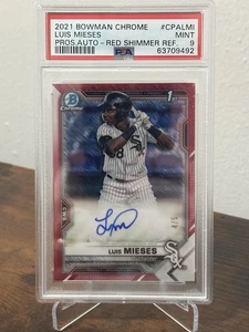 LUIS MIESES 2021 BOWMAN CHROME RED SHIMMER #CPA-LMI RC AUTO 4/5 PSA 9 MINT - Picture 1 of 2