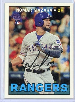 Topps Heritage High Number Action Image Variation 704 Nomar Mazara RC 2016 Foto 1 de 2