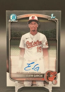 Bowman Chrome Prospects 2025 Elvin Garcia Auto 1st Bowman #CPA-EG Orioles - Imagen 1 de 3