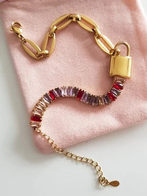 Edles BETTEL ARMBAND 925 Silber Charm Zirkonia GOLD ARMKETTE Armreif Anhänger - Bild 1 von 4