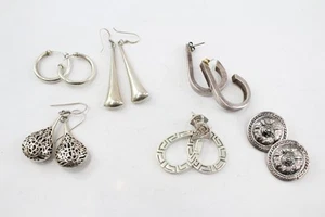 Sterling Silver Earrings Statement Chunky Cutwork Clip On x 6 (45g) - Picture 1 of 7