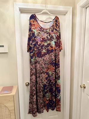 🟣 EUC Soft Surroundings Maxi Dress In A Wild Floral Stretchy & Gorgeous 3x $149 - Image 1 of 4