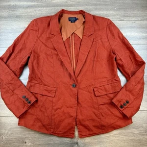 Pendleton 100% Linen Jacket Blazer Single Button Women's 16 Rust Orange Burnt - Picture 1 of 20