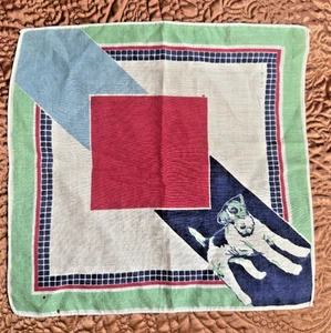 Vintage Art Deco Tom Lamb Fox Terrier Ladies or Child's Handkerchief - Picture 1 of 5