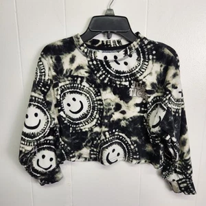 Justice Shirt Girls XS Smiley Face Tie Dye Pullover Sleepwear Cozy Fleece - Picture 1 of 9