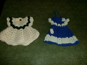Paar Vintage handgehäkelte Kleid Topflappen - Bild 1 von 2