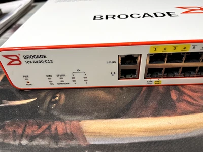 Brocade ICX6430-C12 12-Port Gigabit Ethernet 4-Port PoE+ Switch 80-1007326-02 - Image 1 of 4