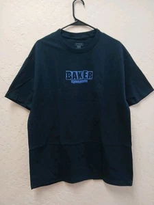 Baker Skateboards Brand Name Logo Blue T-Shirt Lg - Picture 1 of 3