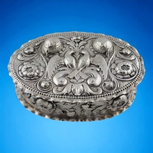 Rare German 800 Silver 6 3/4" Box by Simon Rosenau of Bad Kissingen Ornate Birds - Picture 1 of 13