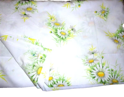 VINTAGE SPRINGMAID FRESH DAISIES GRAY GREEN TAN FLORAL (1) FULL FLAT SHEET 82X98 - Image 1 of 4