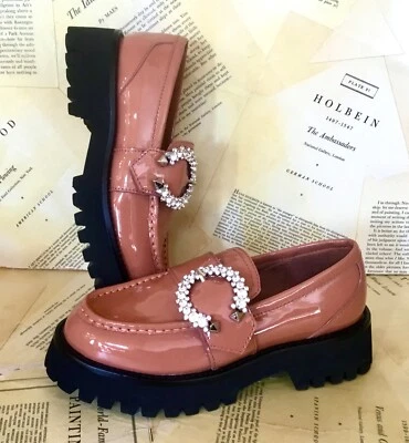 Mocasín Free People Jeffrey Campbell Ava Plataforma Joya Hebilla Marrón Patente 6 NUEVO Foto 1 de 4