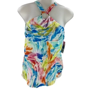 Traje de baño para mujer talla pequeña (4-6) anillo tórico con dobladillo hanky cuello alto tankini nuevo con etiquetas - Imagen 1 de 10