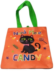 Schwarze Katze Halloween Trick or Treat Tasche leicht wiederverwendbar Tragetasche 12 x 13 Zoll - Bild 1 von 5