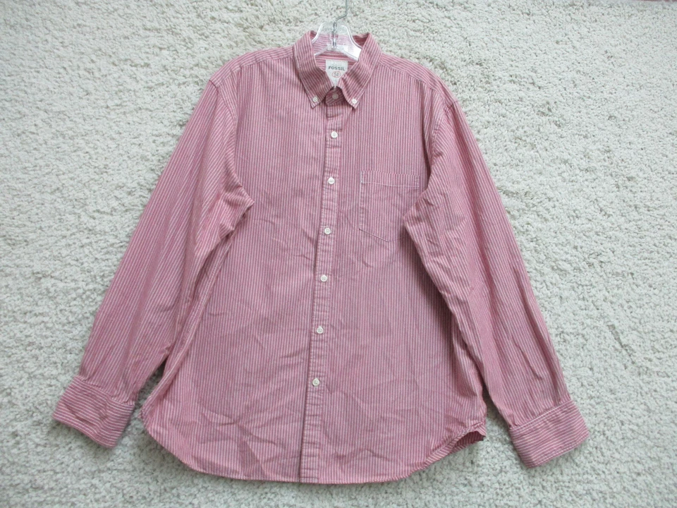 Fossil Button Up Shirt Large Adult Pink Long Sleeve Pocket Casual Cotton Mens L - Image 1 of 4