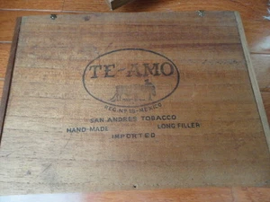 Te-Amo Wooden Cigar Box No 18 México San Andres Tobacco Dove Tail 10" w Vintage - Bild 1 von 12