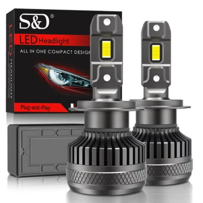 2PCS Mini H7 LED Headlight Bulbs 140W 30000LM Conversion Kit High Low Beam Lamp - Image 1 of 4