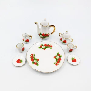 1/6 Scale Dollhouse Miniatures Lot Porcelain Teapot Cups Kitchen Accessories - Picture 1 of 13
