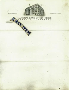TESTA LETTERA Memphis Tennessee BANCA NAZIONALE COMMERCIO Albert Long RB BARTON W KING - Foto 1 di 1