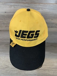 JEGS High Performance NASCAR Racing Yellow Black Hat Baseball Cap Cotton SEE RIM - Picture 1 of 7