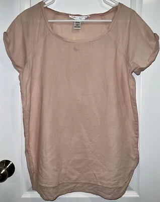 Top túnica mujer Max Studio MEDIANO rosa lino algodón manga corta Foto 1 de 4