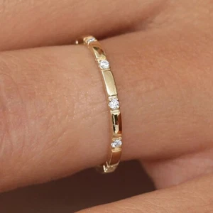 0.30 Ct Round Cut Diamond Full Eternity Wedding Band Ring 14K Yellow Gold Finish - Picture 1 of 7